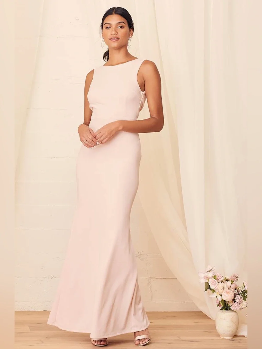 lulus dresses pink Pink Tie-Back Flutter Sleeve Maxi Dress | Womens | X-Small (Available in 3X, S, M, L, XL) | 100% Polyester